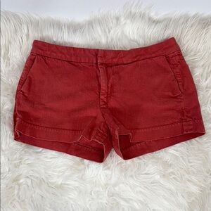 PAIGE Red Jean Shorts with Classic Design